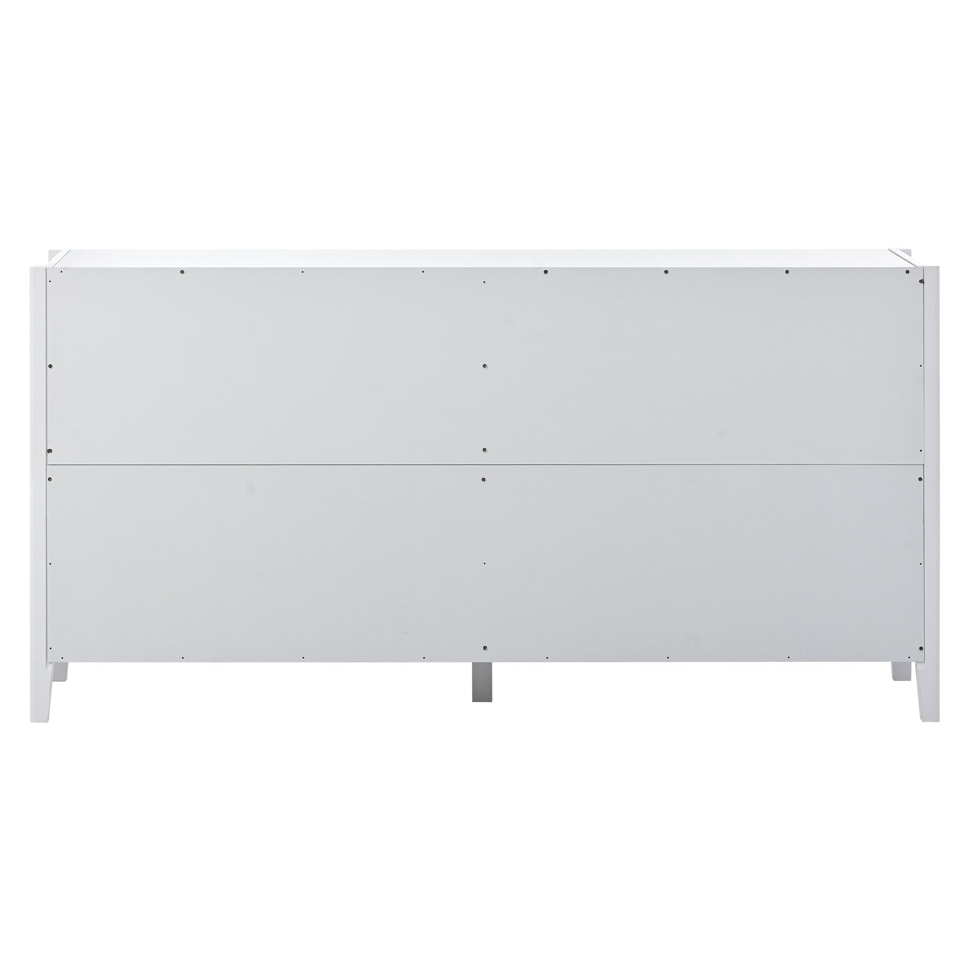 U_Style 63.1''Modern 4-Vertical Wavy Slatted Doors Sideboard,Storage Cabinet With Elegant Design, Solid Wood Legs with Painted,Metal Handles,for Dining Room,Living Room, Kitchen, or Entryway(White)