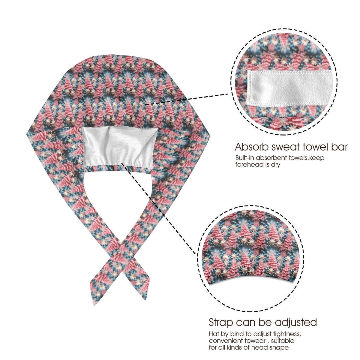 Pink Christmas Trees Medical Scrub Cap (Made in USA)
