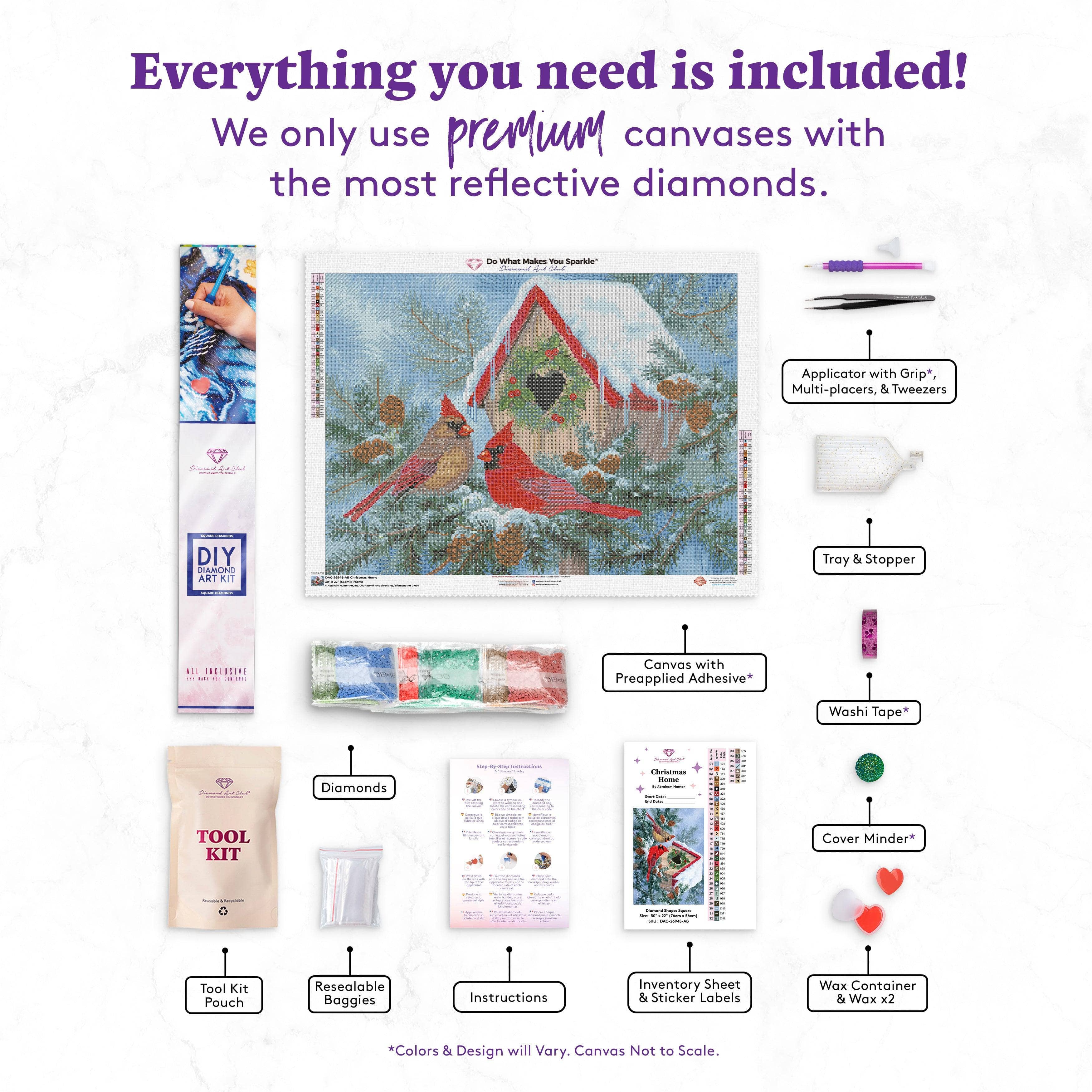 Diamond Art Club – Christmas Home Cardinal Diamond Painting (Square Drill, 30" x 22")