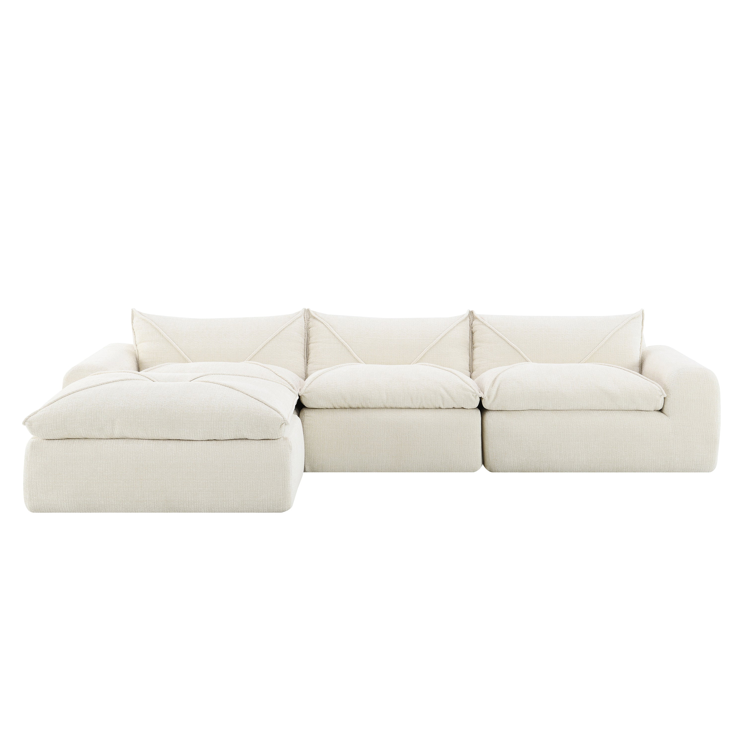 [VIDEO Provided] 116'' Fully Compressed Sofa with High Density Foam, No Assembly Required, Legless Design without Frame, Integrated Backrest and Seat Cushion, Free Combination, Particle Chenille