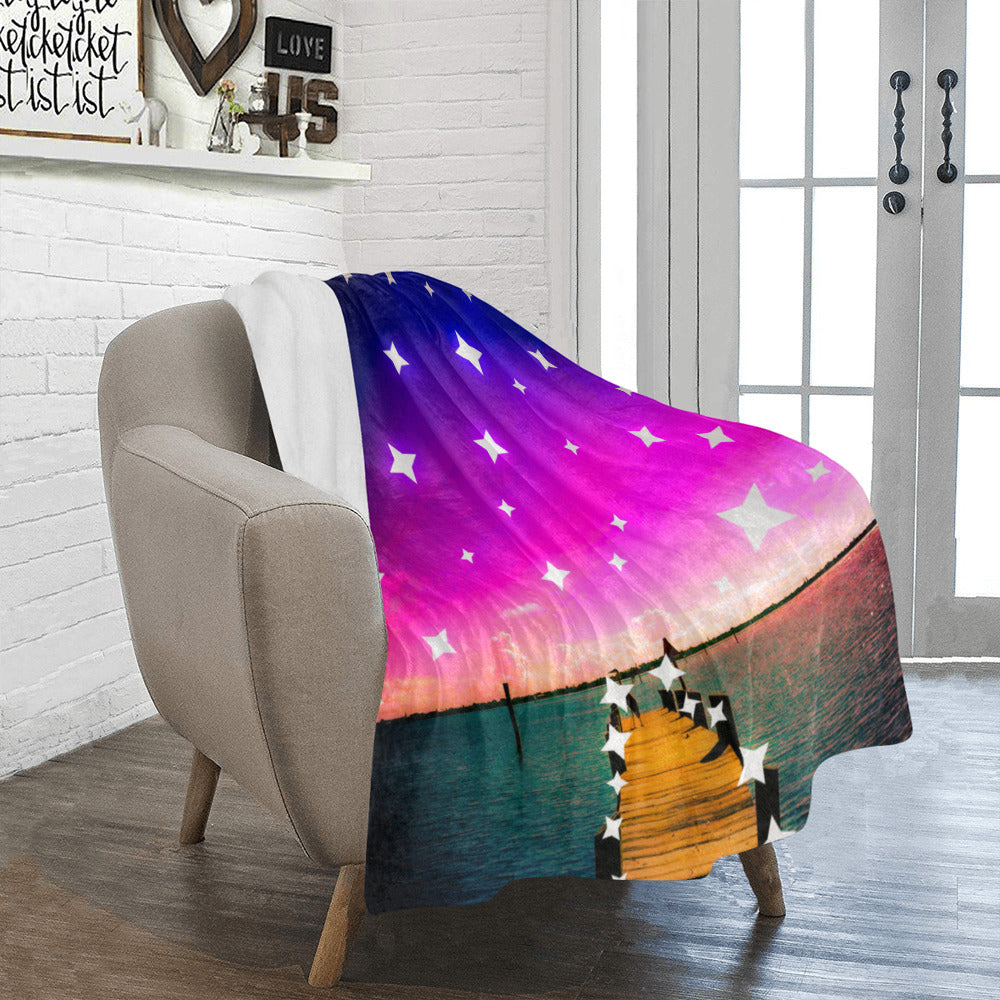 Ombre Purple Starry Night Ultra-Soft Micro Fleece Blanket 40" x 50" (Made in USA)