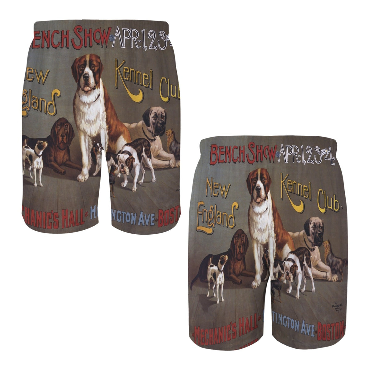 Vintage Dog Show Poster Men's All Over Print Swim Shorts | Ships from USA
