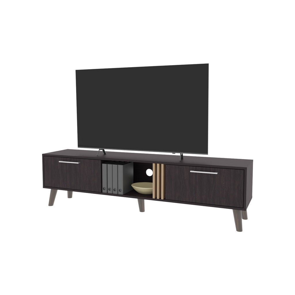 Dragon Tv Stand with 2 Doors and Open Storage, Wengue