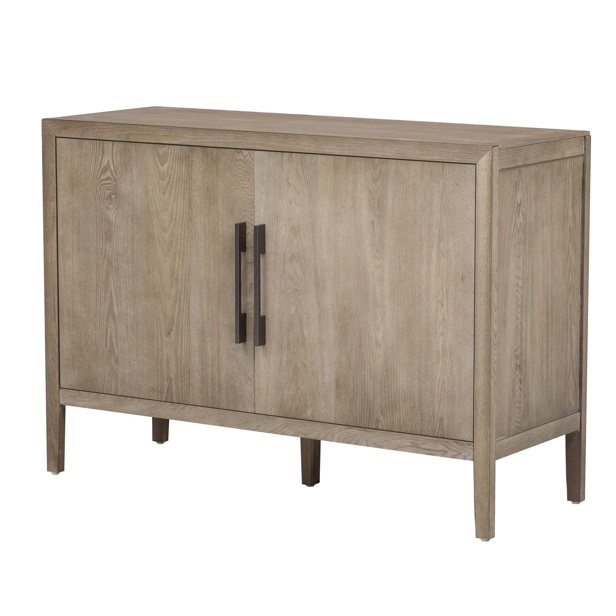 U_STYLE 47.2-Inch Farmhouse Sideboard with Ash Veneer and 2 Doors, Retro Buffet with 3-Tier Shelves and Adjustable Feet, Minimalist Wooden Storage Cabinet with Iron Handles for Living Room, Kitchen