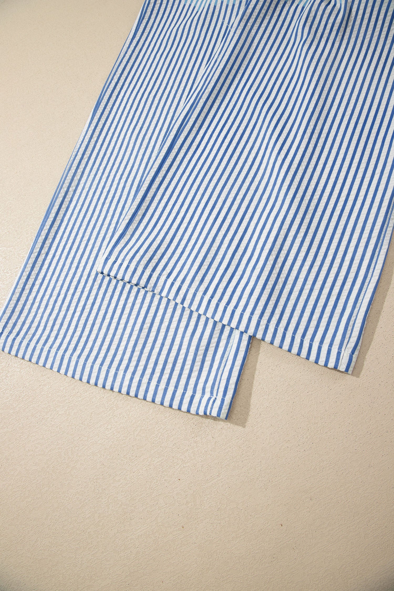 Stripe Drawstring Elastic Waist Wide Leg Pants