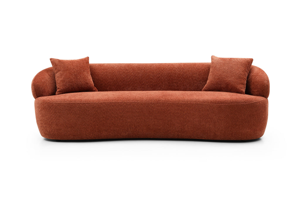 [NOT AVAILABLE ON WAYFAIR] ORANGE Mid Century Modern Curved Sofa, 3 Seat Cloud couch Boucle sofa Fabric Couch for Living Room, Bedroom, Office