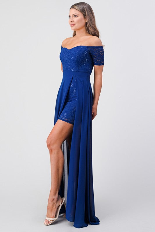 Off the shoulder sequin lace dress