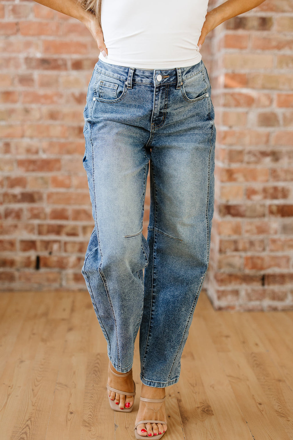 Denim Vintage Washed Seam Shift Jeans