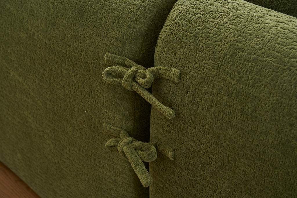 Compression Sponge L-Shape Sectional Sofa with Curved Chaise, Green Modular Chenille Couch No Assembly Required, 30D High-Density for Living Room Bedroom Apartment Lounge.