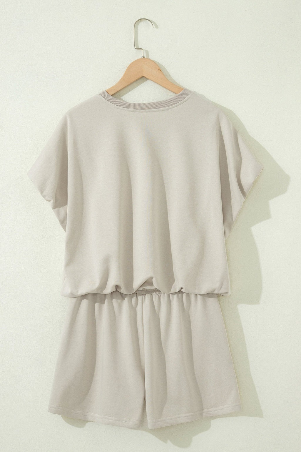 Solid Puff Sleeve Top & Drawstring Shorts Set