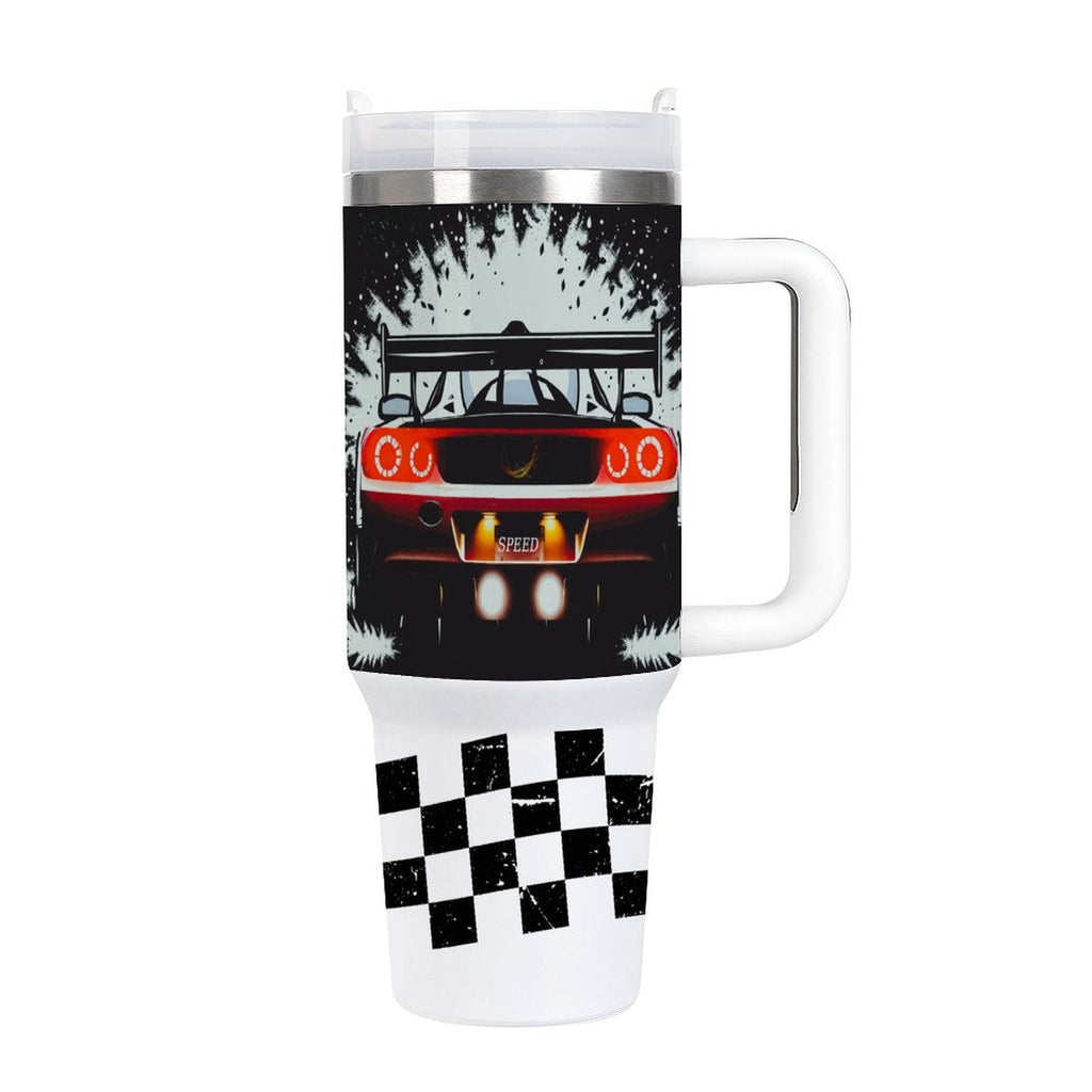 Fast Race Car 40oz Stainless Steel Insulated Tumbler with Handle & Lid (Made in USA)