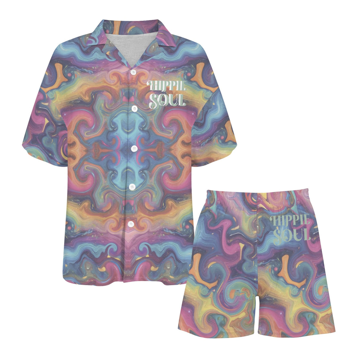Hippie Soul Psychedelic 2 Piece Pajama Shorts Set