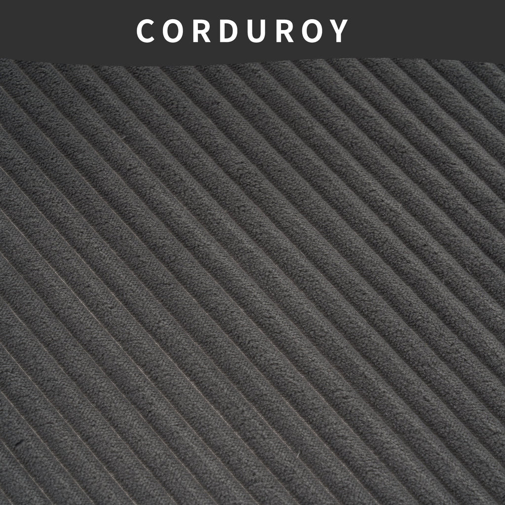 LY-023 Grey Compression Sofa: Corduroy Fabric, Chaise Longue and 3-Seater Combination with 4 Pillows