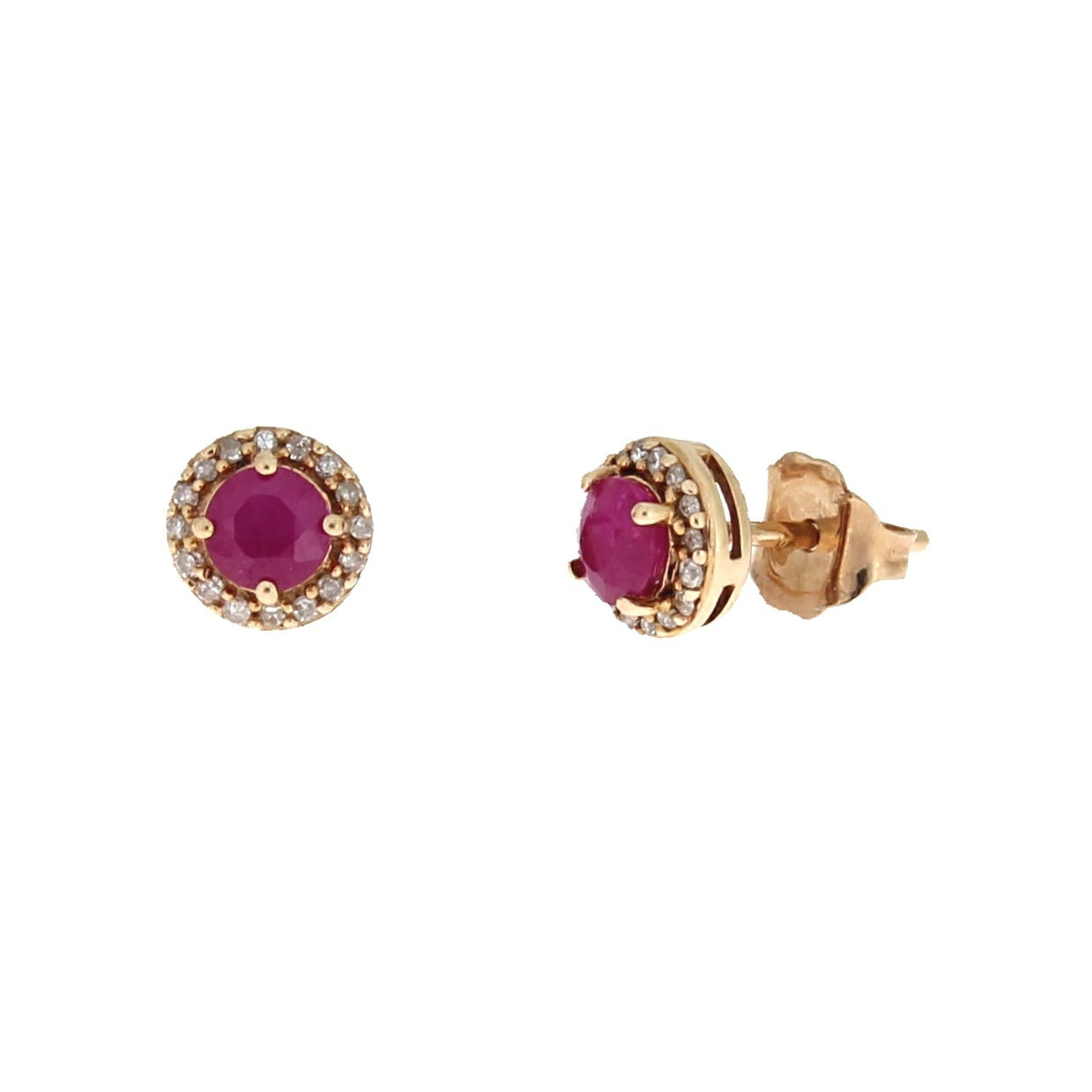 Genuine .77ct Ruby Diamond Stud Earrings 10KT Rose Gold