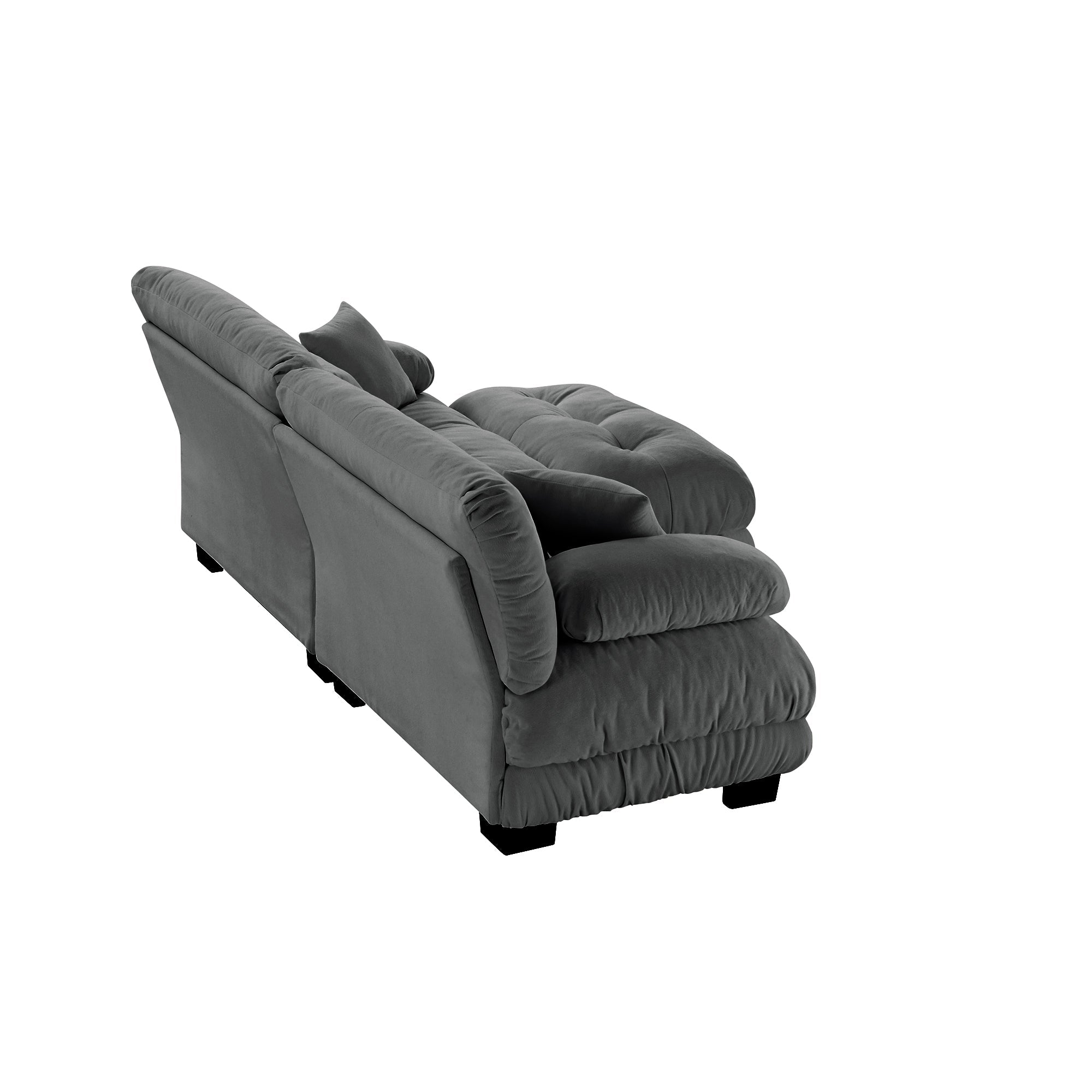 Cloud Couch Sectional Sofa for Living Room, Chenille 2 Seater Sofa with 2 Lumbar pillows and 2 throw pillows , Upholstered Wide Arm Sofa with Convertible Ottoman,Chenille Gray