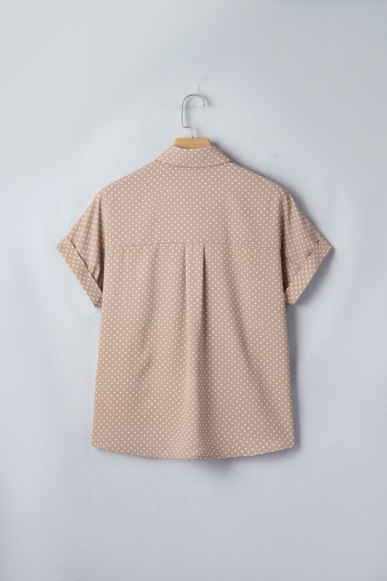 Polka Dot Cuffed Short Sleeve Buttoned Shirt