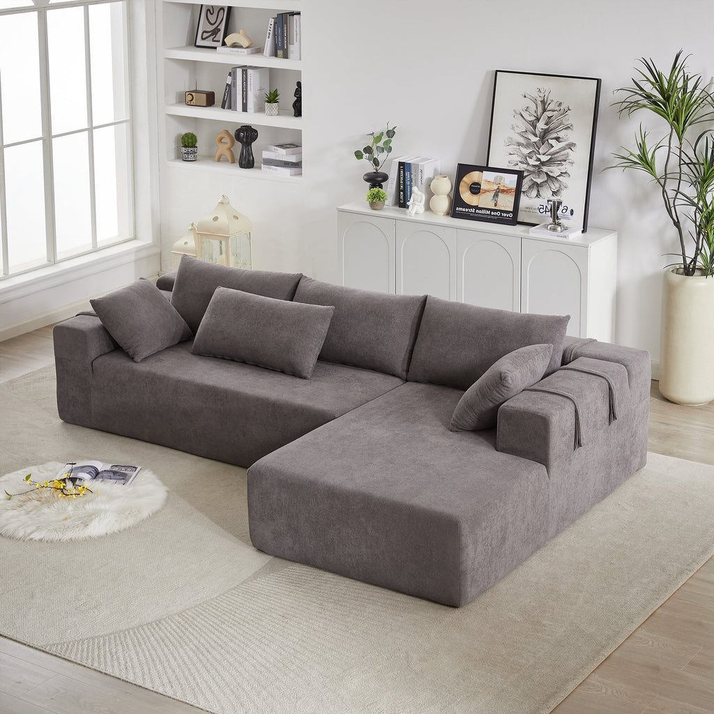 Modern Chenille Upholstered Sectional Sofa Couch Set,Modular 108' L Shaped Sectional Living Room Sofa Set With 6 Pillows,Free Combination Sofa Couch for Living Room,Bedroom(Right Chaise)W834P240002