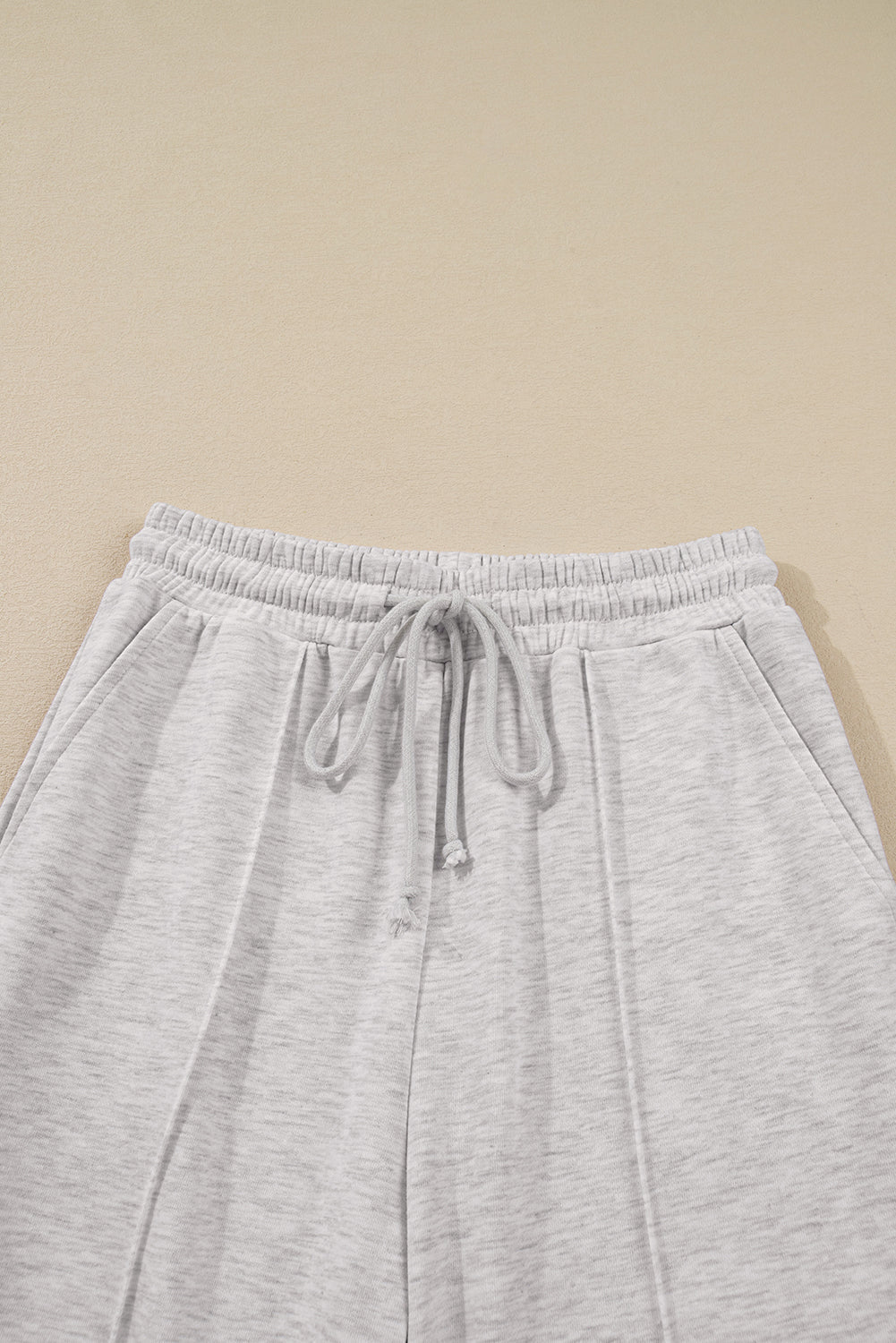 Solid V-Neck Pullover and Drawstring Sweatpants Set