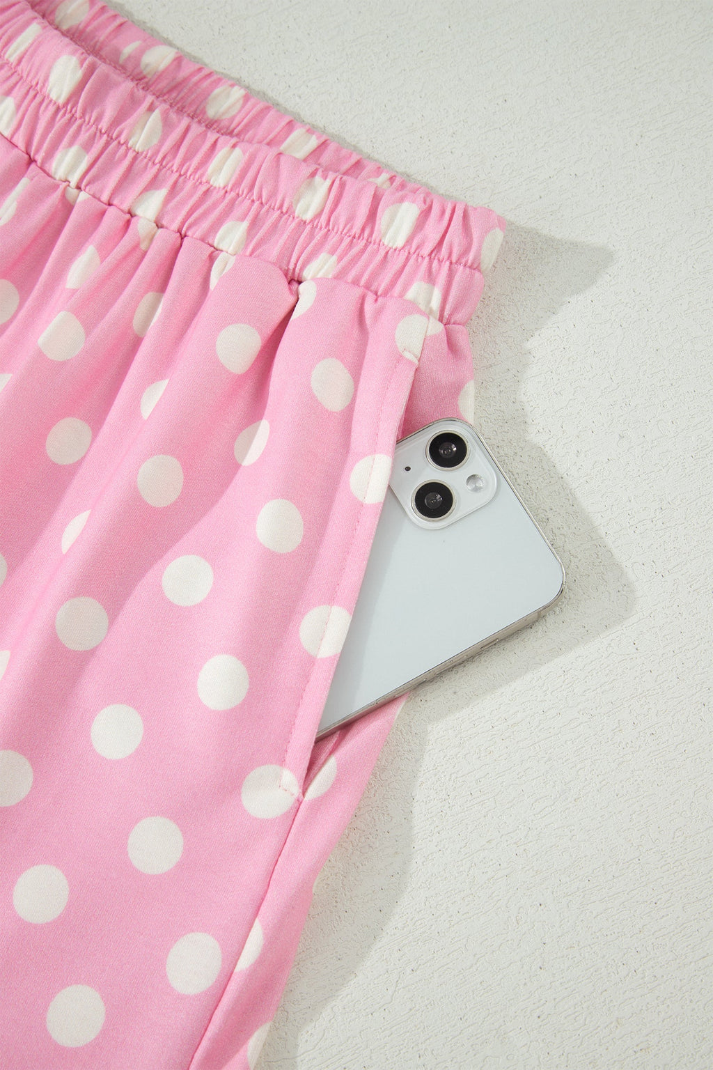 Polka Dot Colorblock Mock Neck & Shorts Set