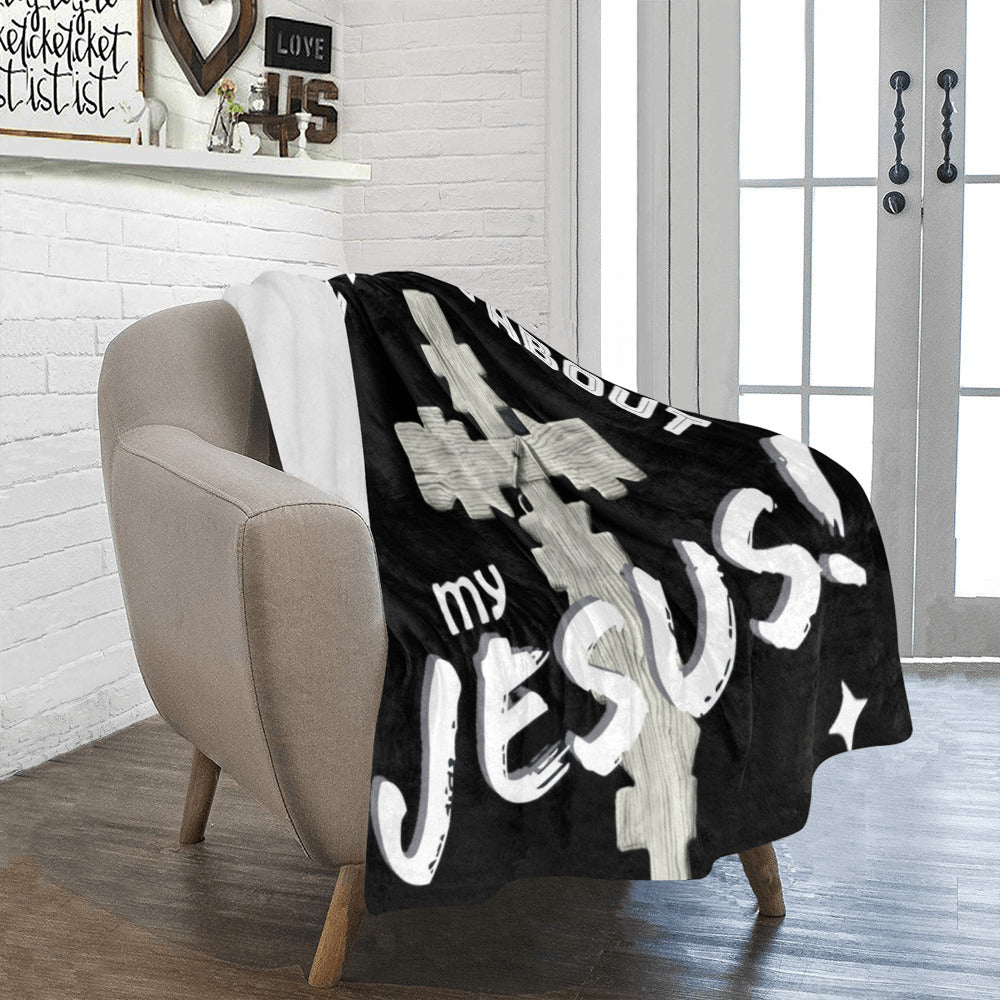 Let Me Tell You About My Jesus Ultra-Soft Micro Fleece Blanket 40" x 50" (Made in USA)