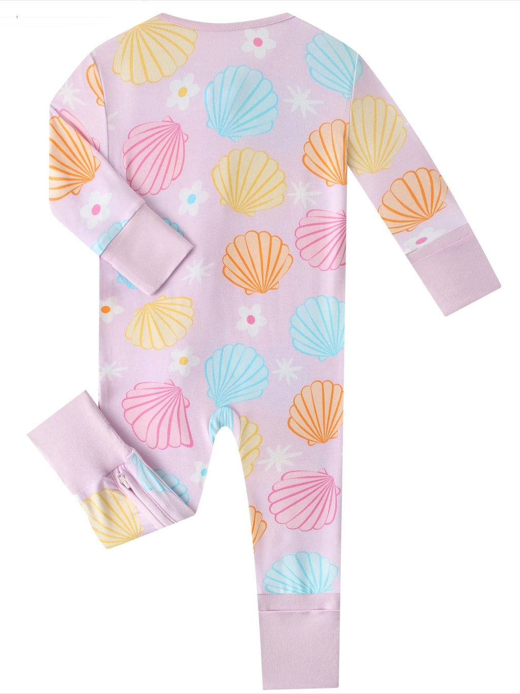 Posh TOT Pastel Seashell Bamboo Baby Convertible Zippy Romper  CINCO DE MAYO PROMO - FINAL SALE