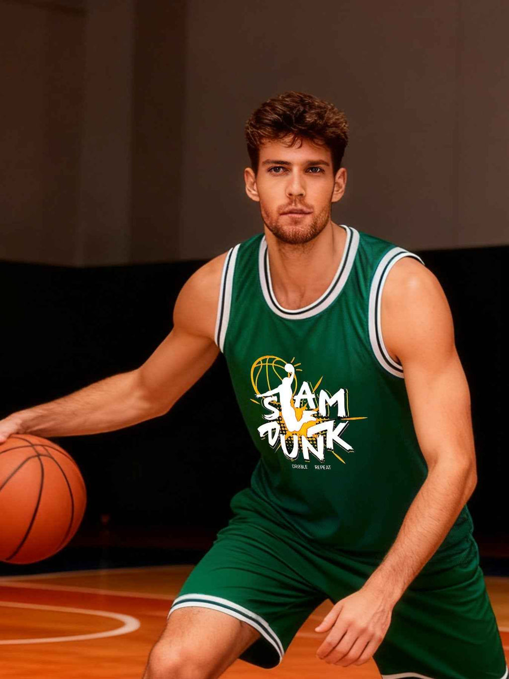 Slam Dunk Adult Green Basketball Jersey | Ships From USA