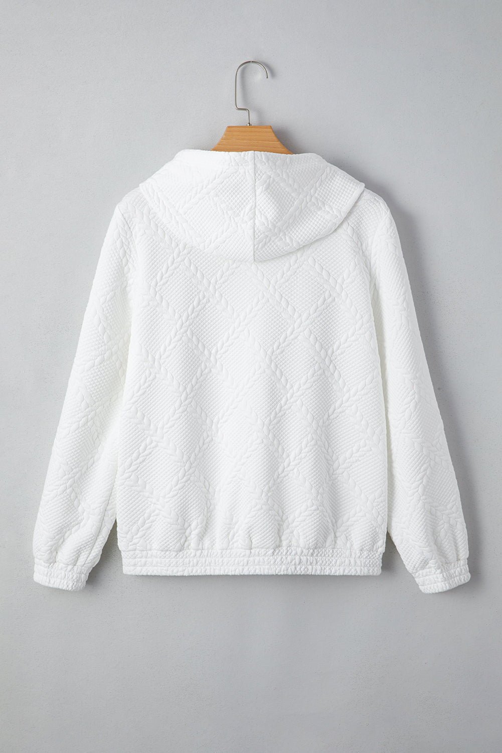 Cable Lattice Textured Kangaroo Pocket Hoodie