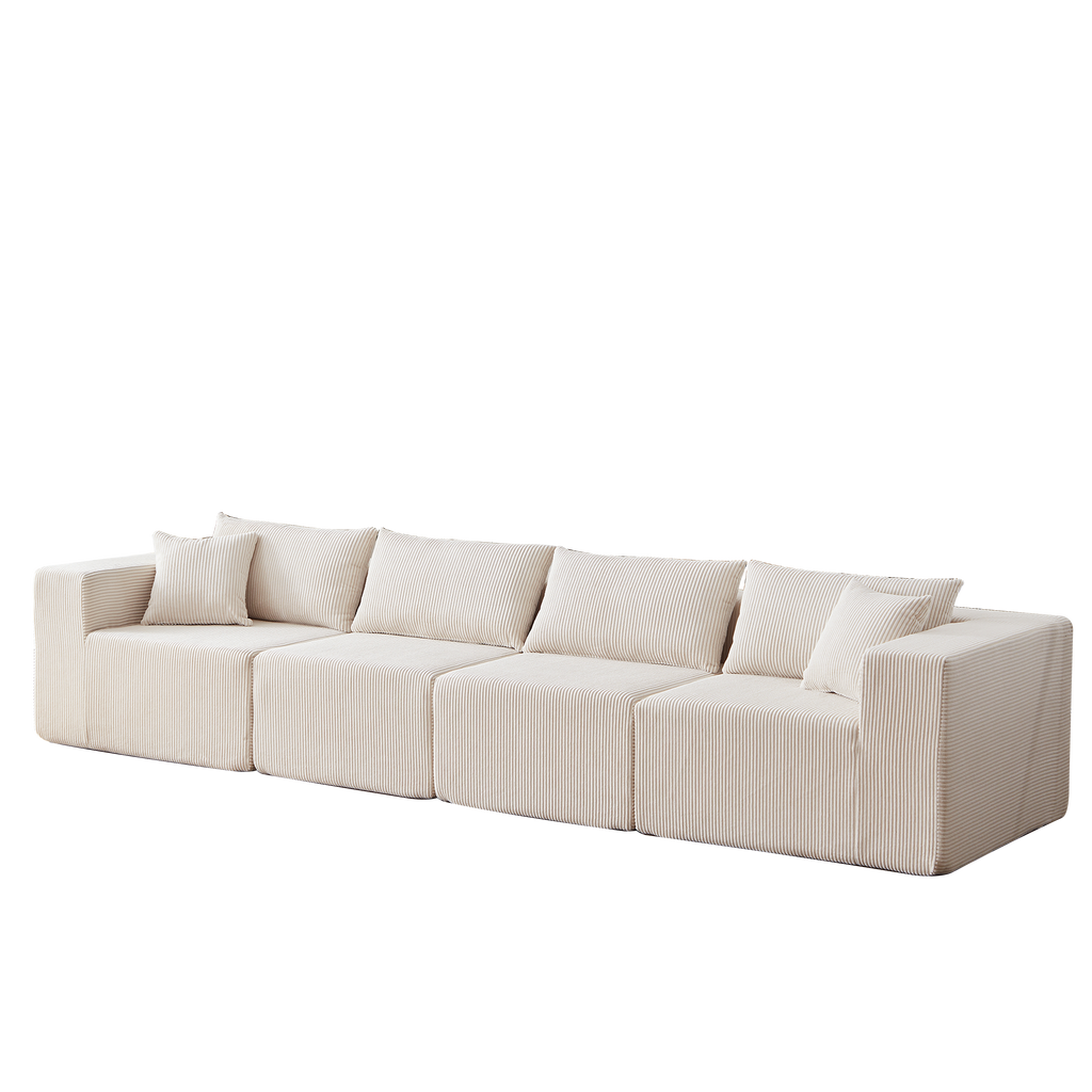 104-Inch Corduroy Modular L Shaped Sectional Sofa,Luxury Floor Couch Set,Upholstered Indoor Furniture,Foam-Filled Compressed Sofa for Living Room,Bedroom,4 PC Free Combination