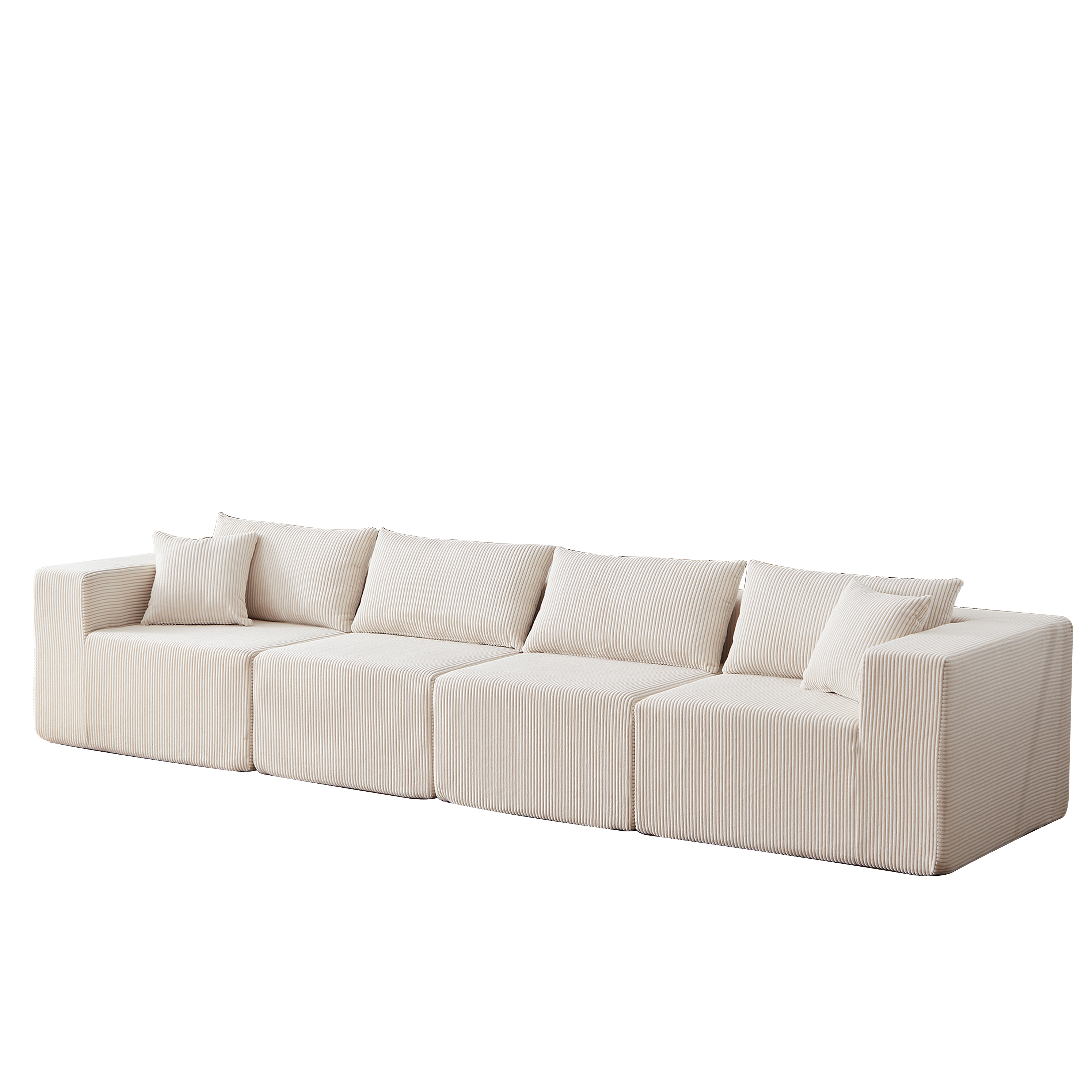 104-Inch Corduroy Modular L Shaped Sectional Sofa,Luxury Floor Couch Set,Upholstered Indoor Furniture,Foam-Filled Compressed Sofa for Living Room,Bedroom,4 PC Free Combination