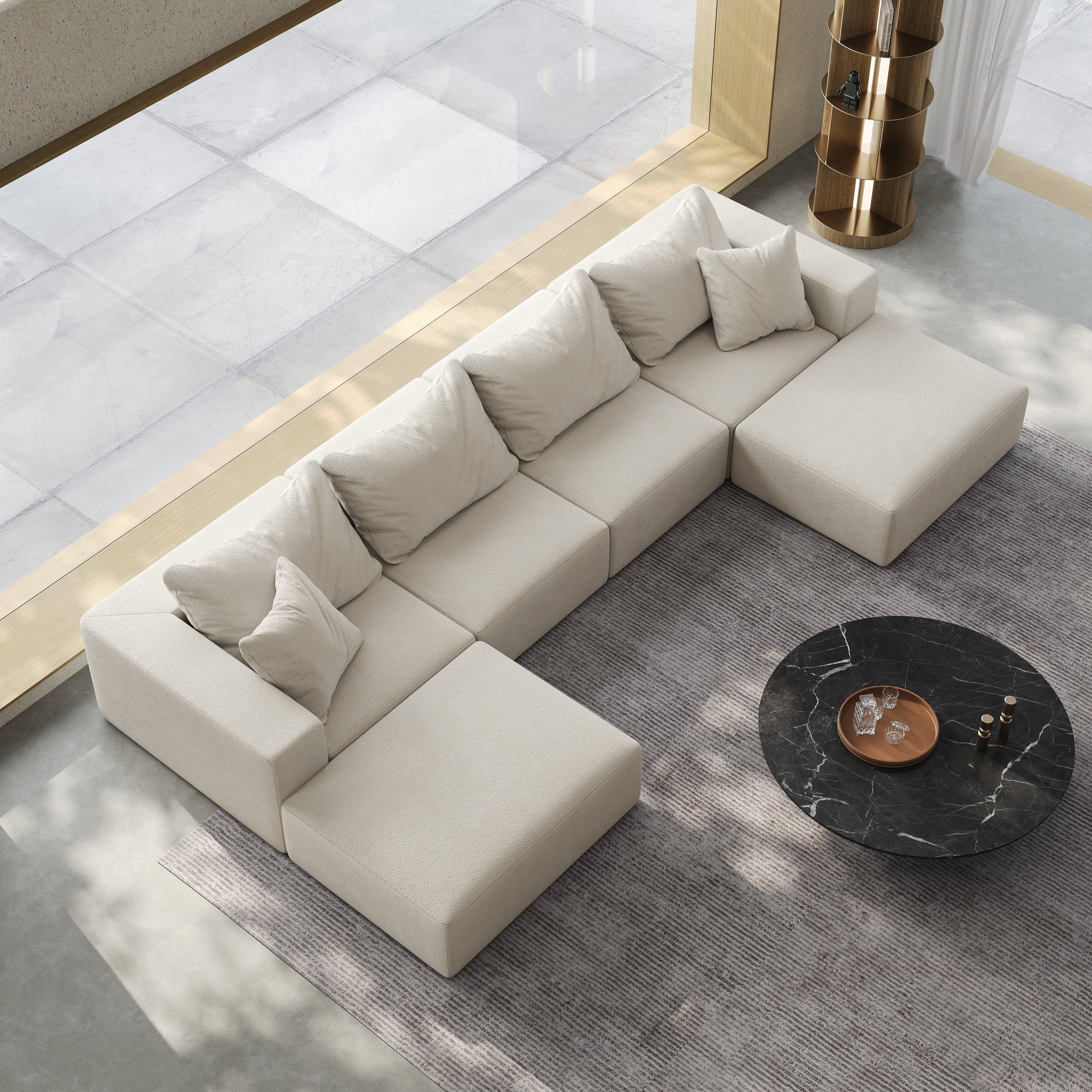 Oversized sponge cloud sofa,Modern Upholstered Sectional Sofa Couch Set,Modular 162' L Shaped Sectional Living Room Sofa Set With 6 Pillows,Free Combination Sofa Couch for Living Room,Bedroom