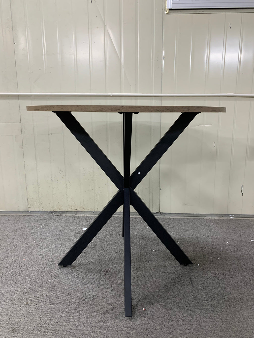 31.5 Inch Round Dining Table, Small Circle Kitchen Table with Metal Black Legs for 2-4 people,Modern Dining Room Table, Brown (only table)