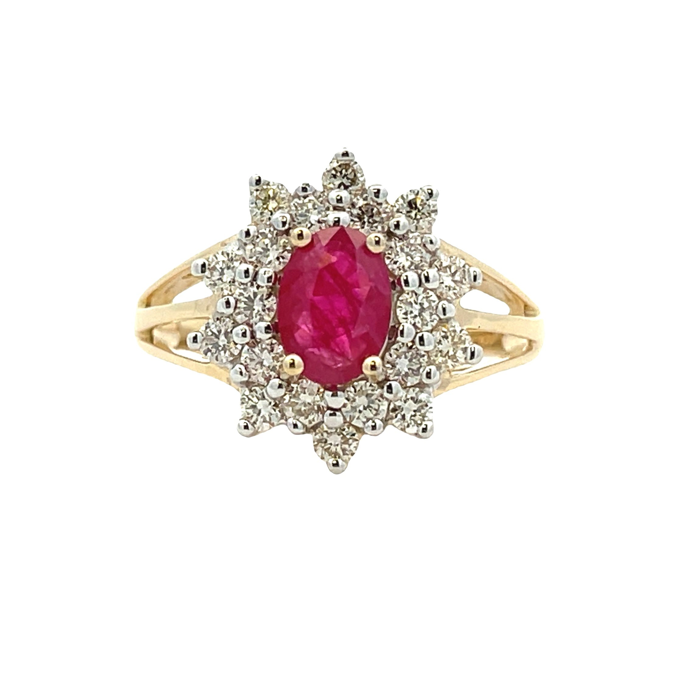 Genuine 1.65ct Ruby Diamond Ring 14KT Yellow Gold