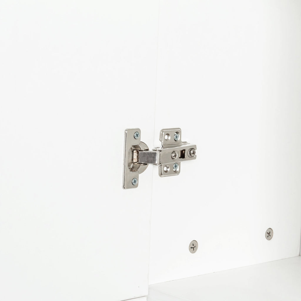 Elegant White Freestanding Cabinet with Inadjustable Shelves and Two Doors for Kitchen and Dining Room