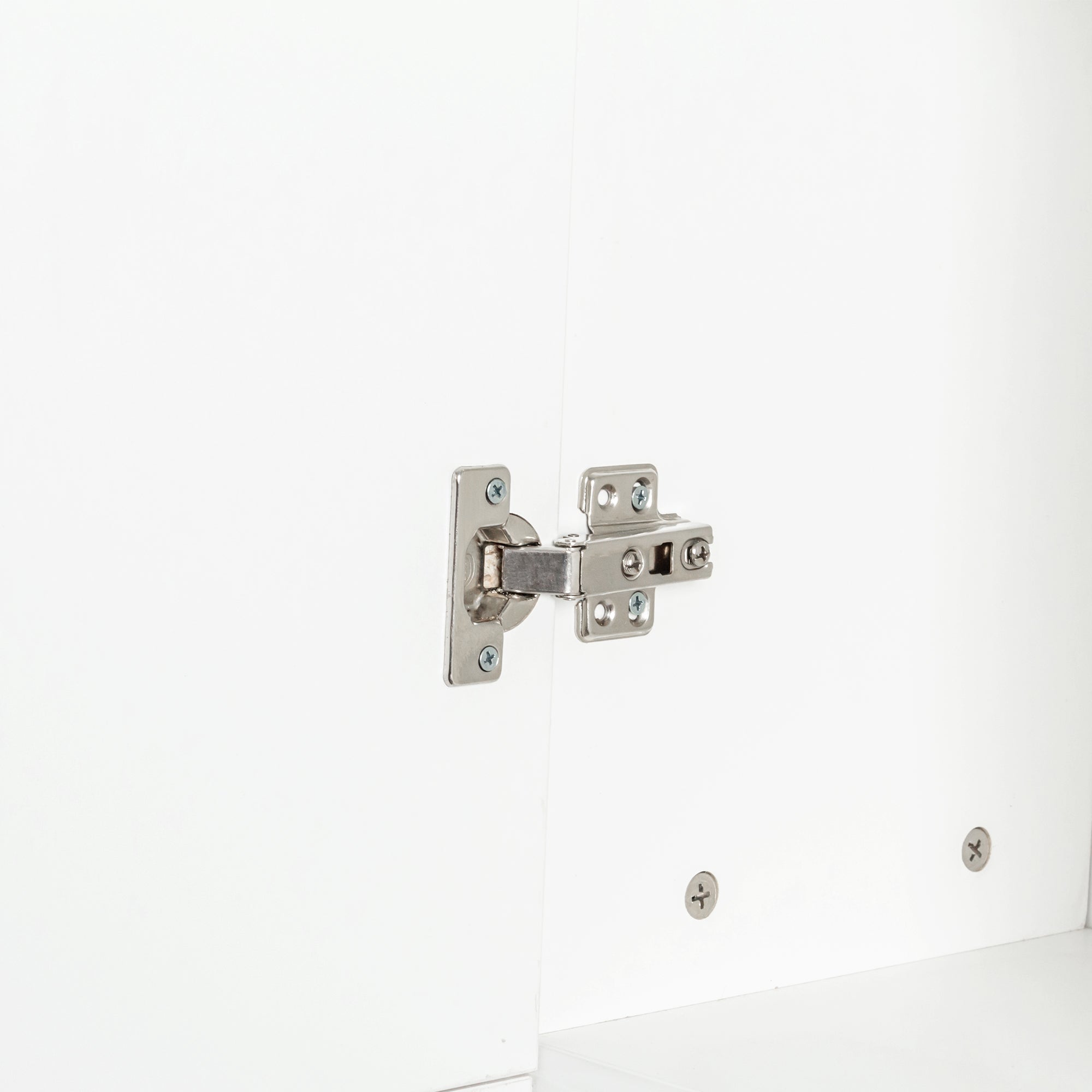 Elegant White Freestanding Cabinet with Inadjustable Shelves and Two Doors for Kitchen and Dining Room