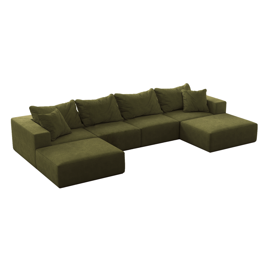 Oversized sponge cloud sofa,Modern Upholstered Sectional Sofa Couch Set,Modular 162' L Shaped Sectional Living Room Sofa Set With 6 Pillows,Free Combination Sofa Couch for Living Room,BedroomWF055