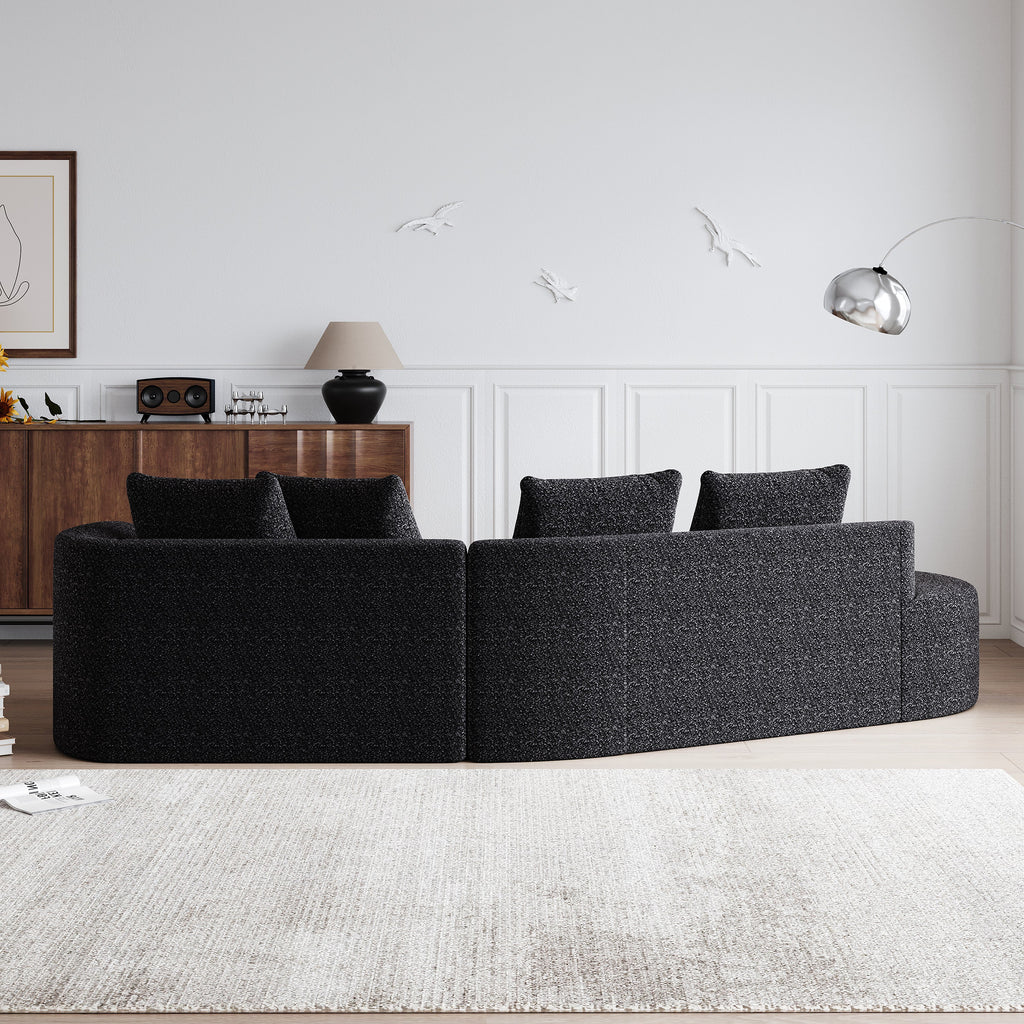 Modern Upholstered Oversized Sectional Sofa, 112-Inch Chenille 4-Seater Extra Deep & Wide Seat Curved Cloud Couch with 4 Throw Pillows, Free Combination Sofa Couch for Living Room,Bedroom