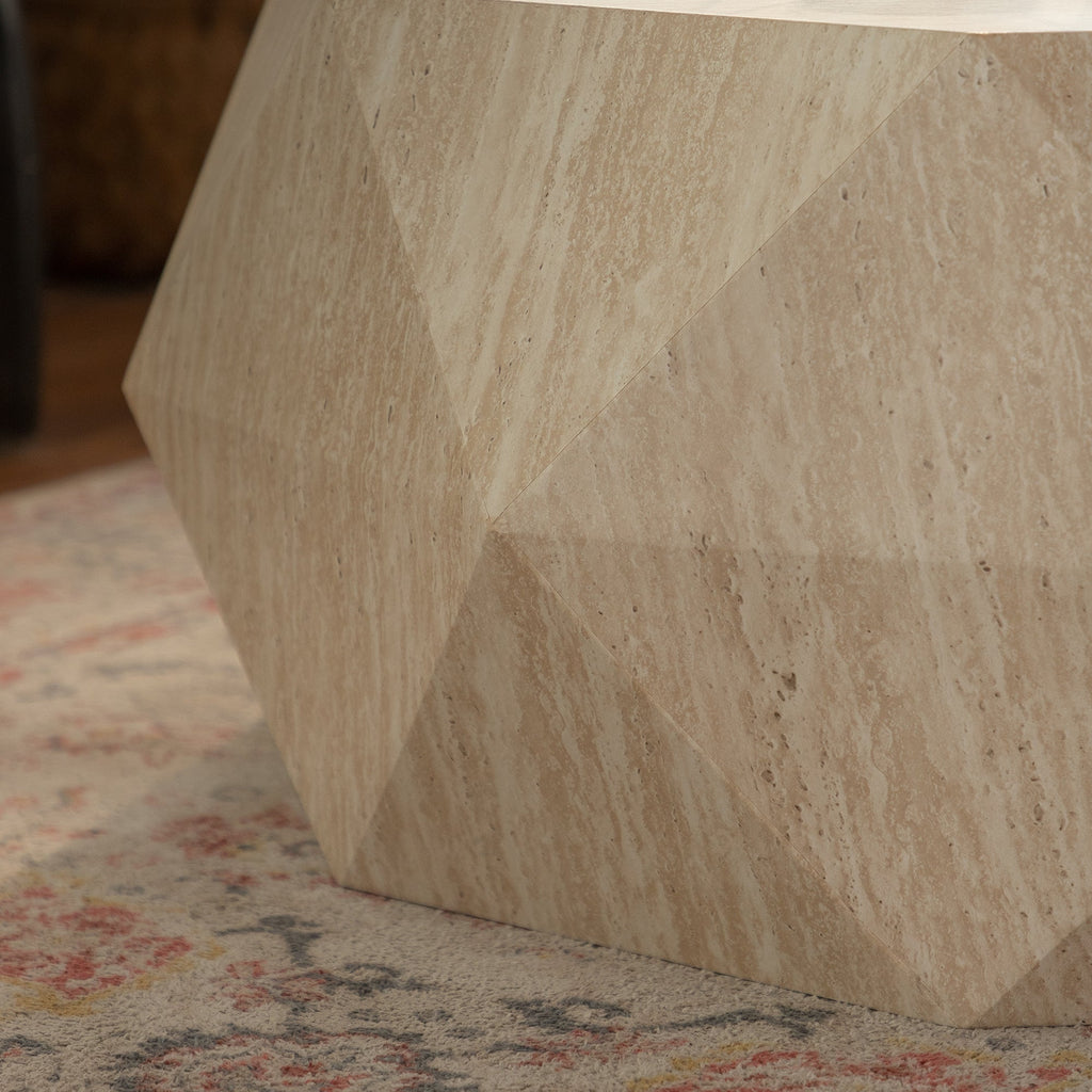 Modern Farmhouse Coffee Table Drum Coffee Table, American Natural Retro Style Coffee Table for Office, Dining Room and Living Room