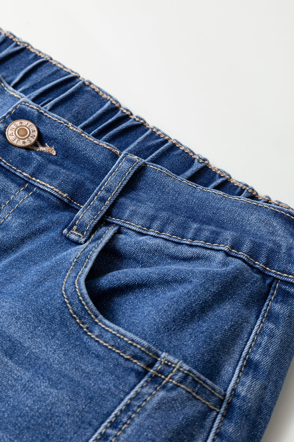 Denim Buttoned Fly Tapered Barrel Leg Jeans