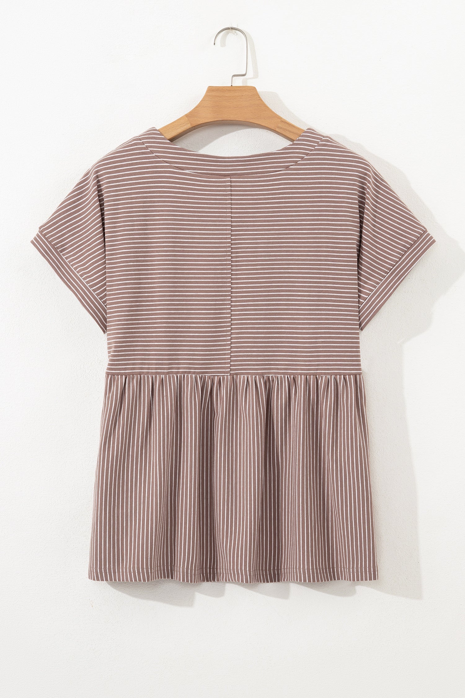 Stripe Buttoned V-Neck T-Shirt