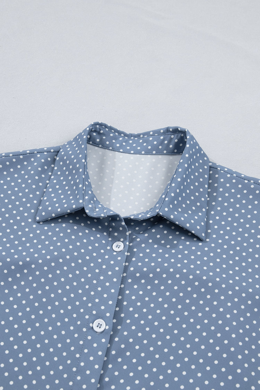 Polka Dot Cuffed Short Sleeve Buttoned Shirt