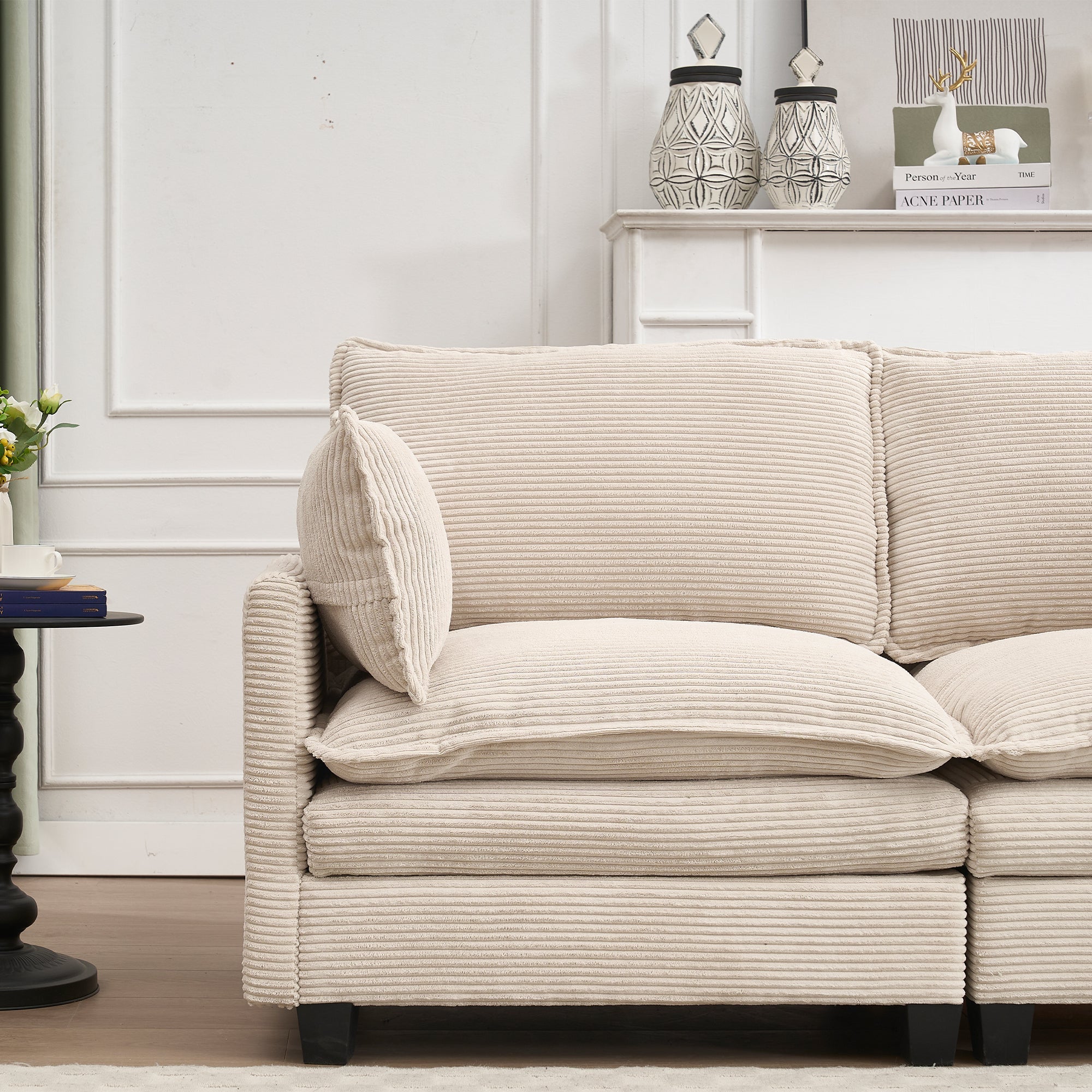[VIDEO provided][New]Oversized Modular Sofa ,  Velvet Large U-Shaped Couch Comfy Upholstered 4-Seat Sofa with 2 Ottoman,2 Lumbar Pillow, Deep Seat Couch for Living Room