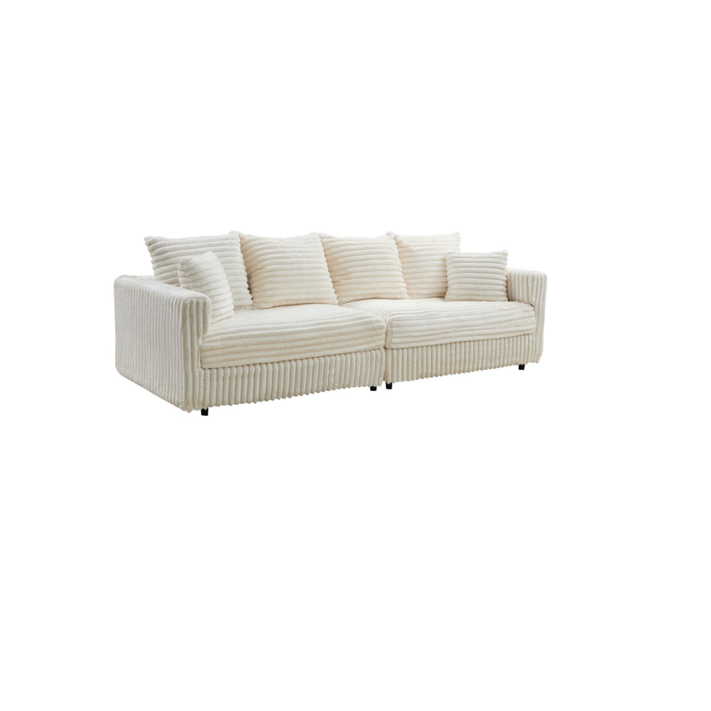 104.3' Plush Corduroy 4-Seat Sofa,Modern Comfy Upholstered Sofa Cloud Couch,Deep Seat Couches with Soft Pillows,Convertible Deep Seat Sofa Lounge Chair for Living Room Bedroom,Apartment,Office