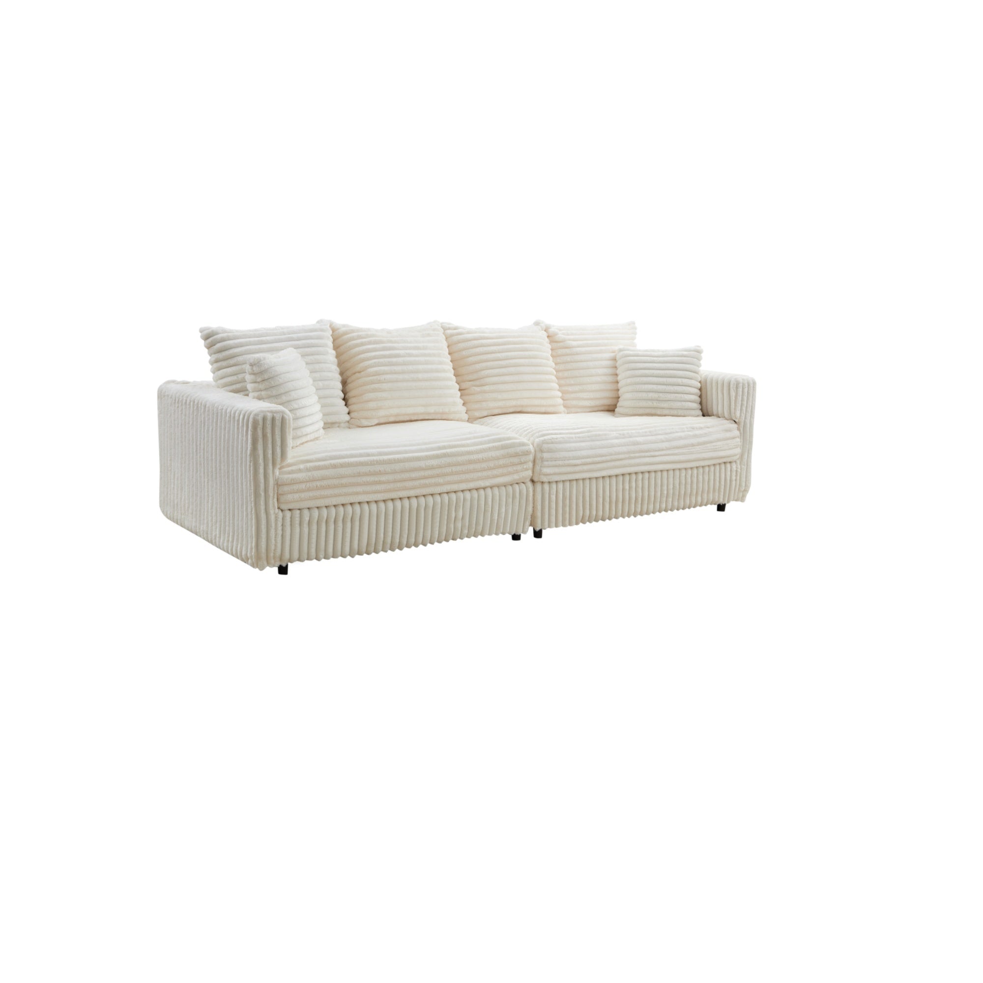 104.3' Plush Corduroy 4-Seat Sofa,Modern Comfy Upholstered Sofa Cloud Couch,Deep Seat Couches with Soft Pillows,Convertible Deep Seat Sofa Lounge Chair for Living Room Bedroom,Apartment,Office