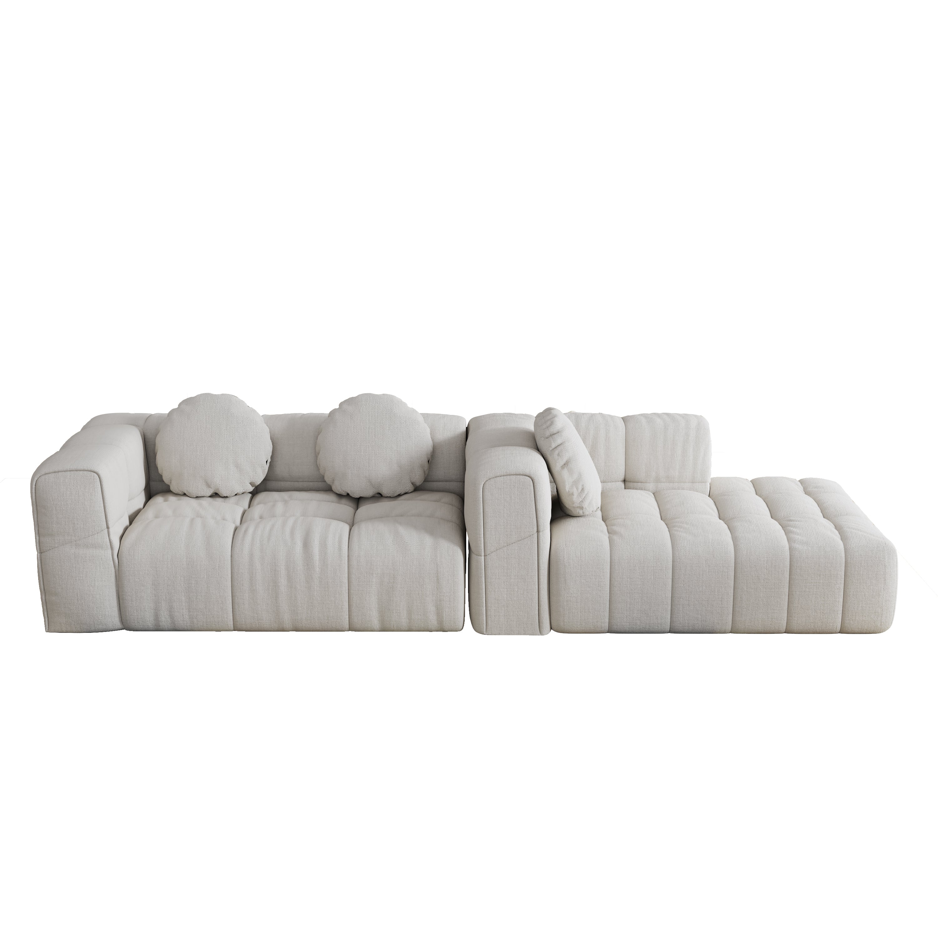 Modern upholstered combination sofa set, fully compressed modular 103' L-shaped combination living room sofa set with 3 pillows, free combination sofa for living room and bedroom (Right side recliner)