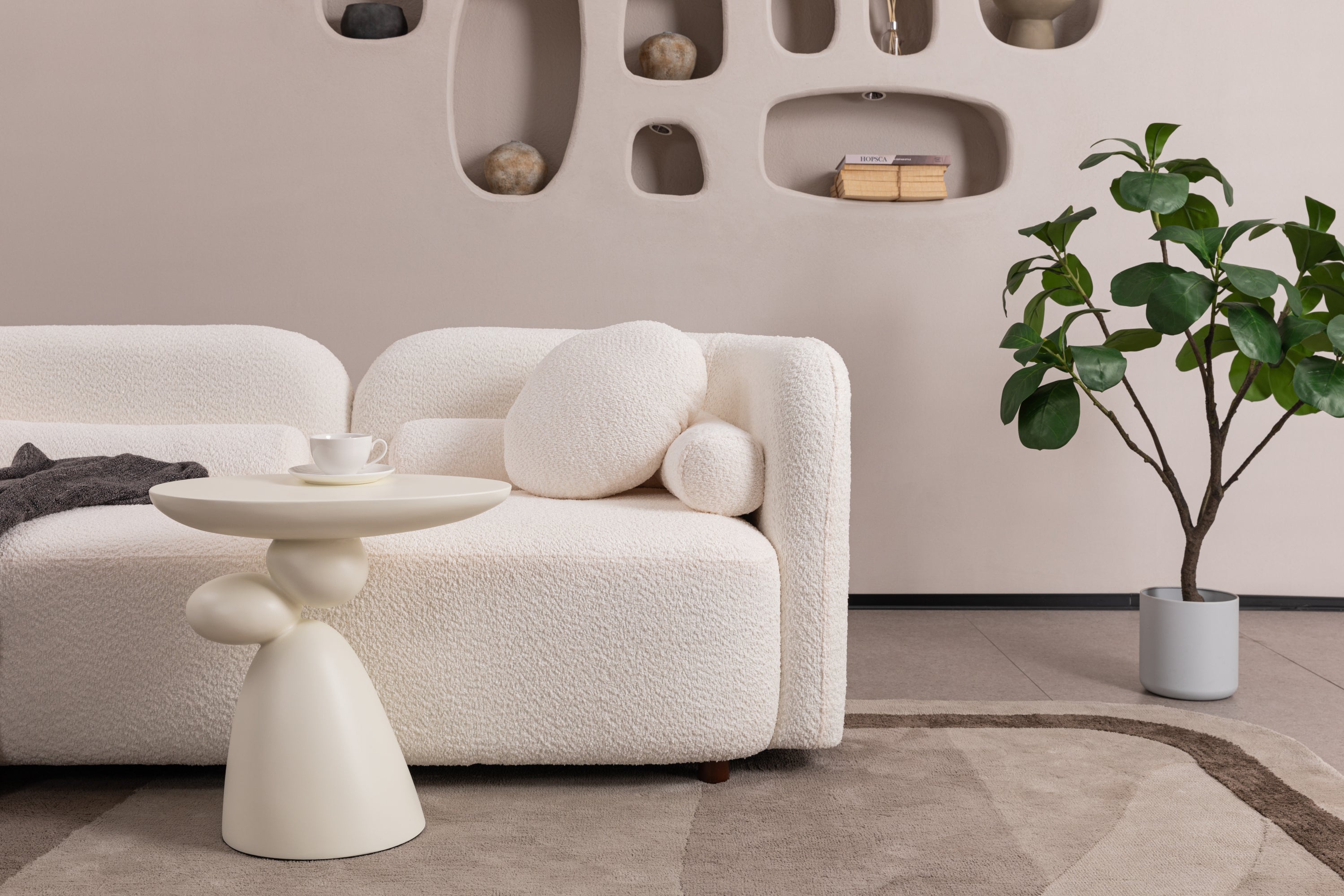 1+2 Luxury Modern Sofa Couch for Living Room, White Boucle Upholstered Cloud Couch for Apartment Home Office, 3 Seater