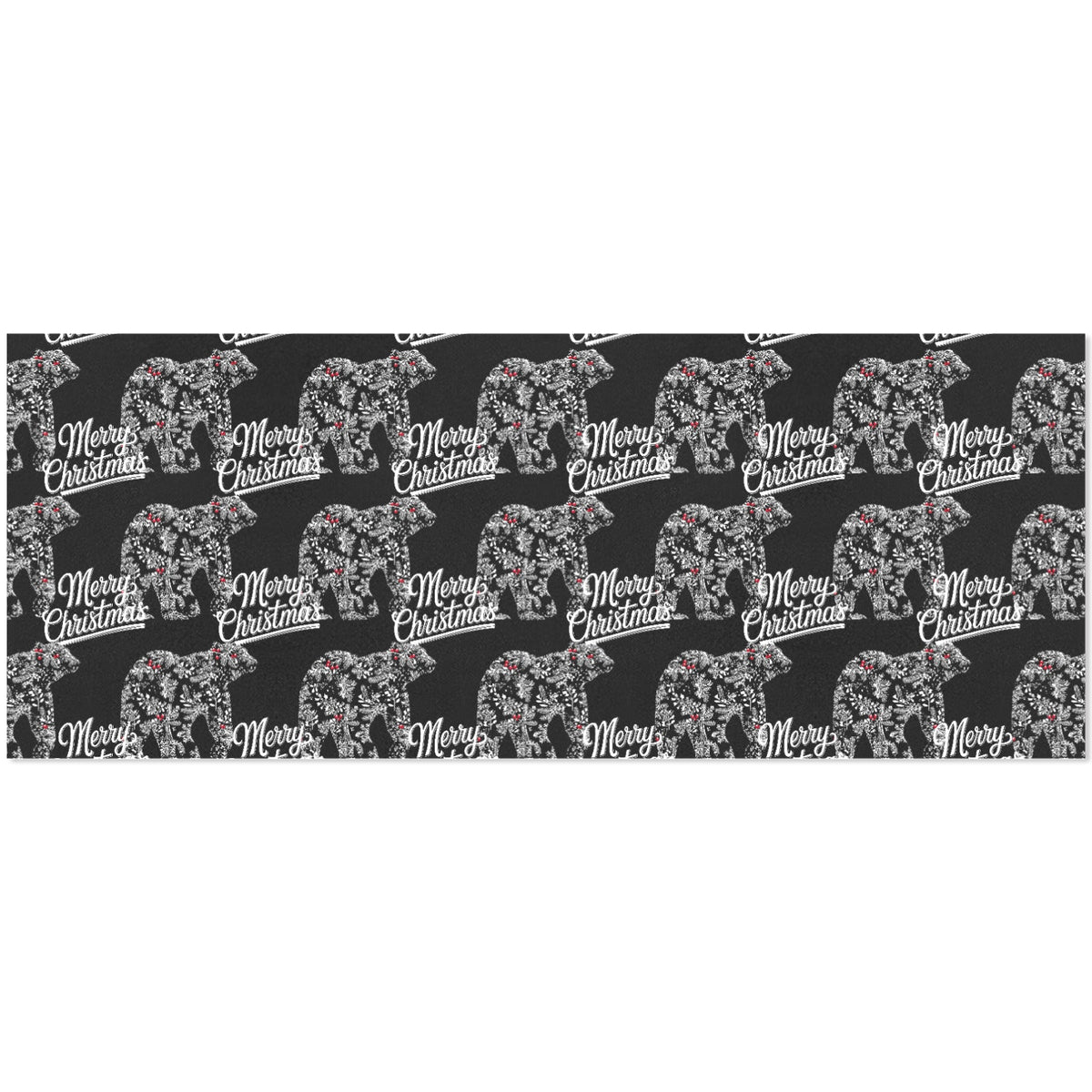 Merry Christmas Polar Bear Black Gift Wrapping Paper - 2 Rolls (Made in USA)