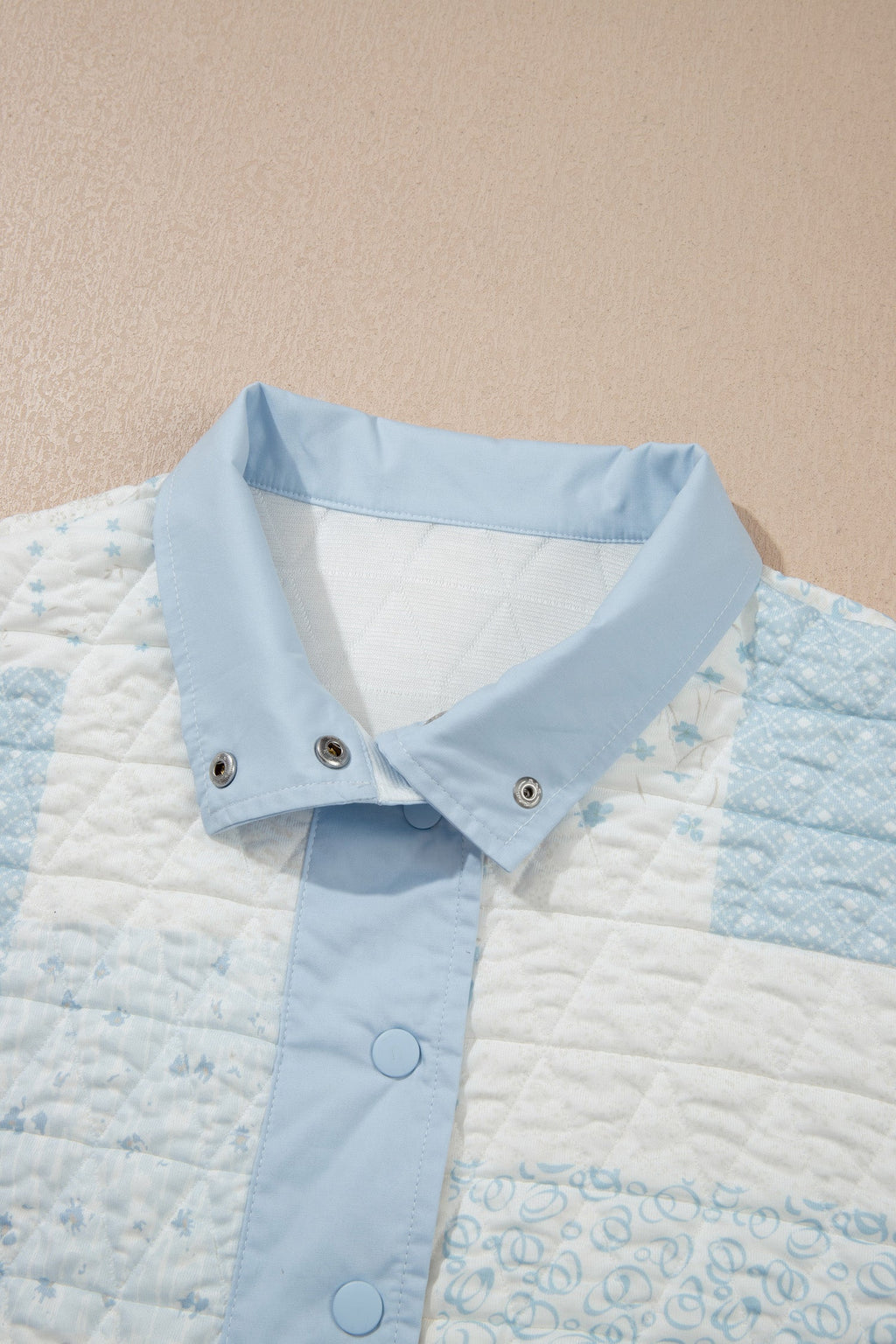Floral Quilted Half Button Pocket Pullover Sweatshirt