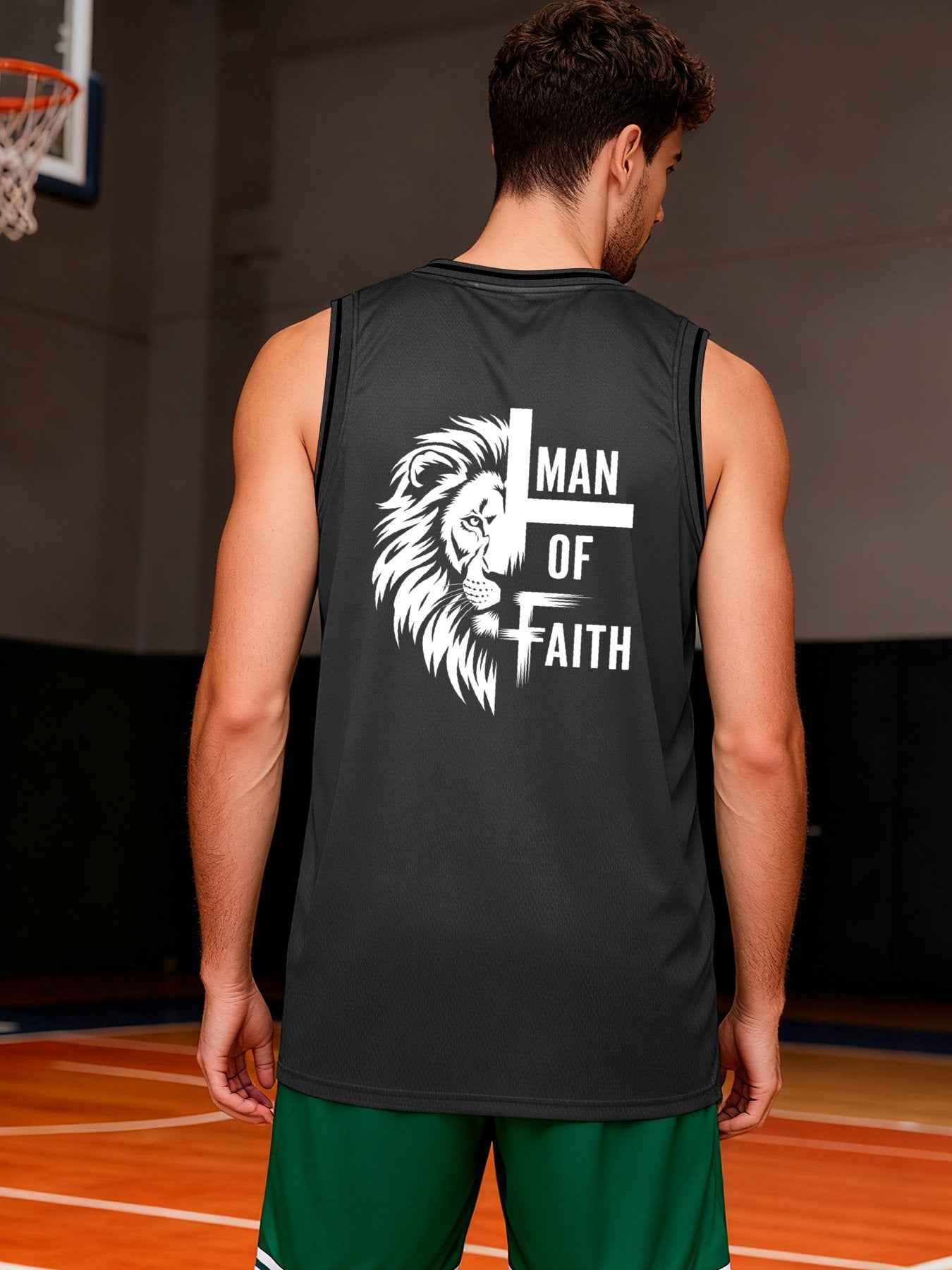 Man of Faith Adult Dark Grey Basketball Jersey | Ships From USA