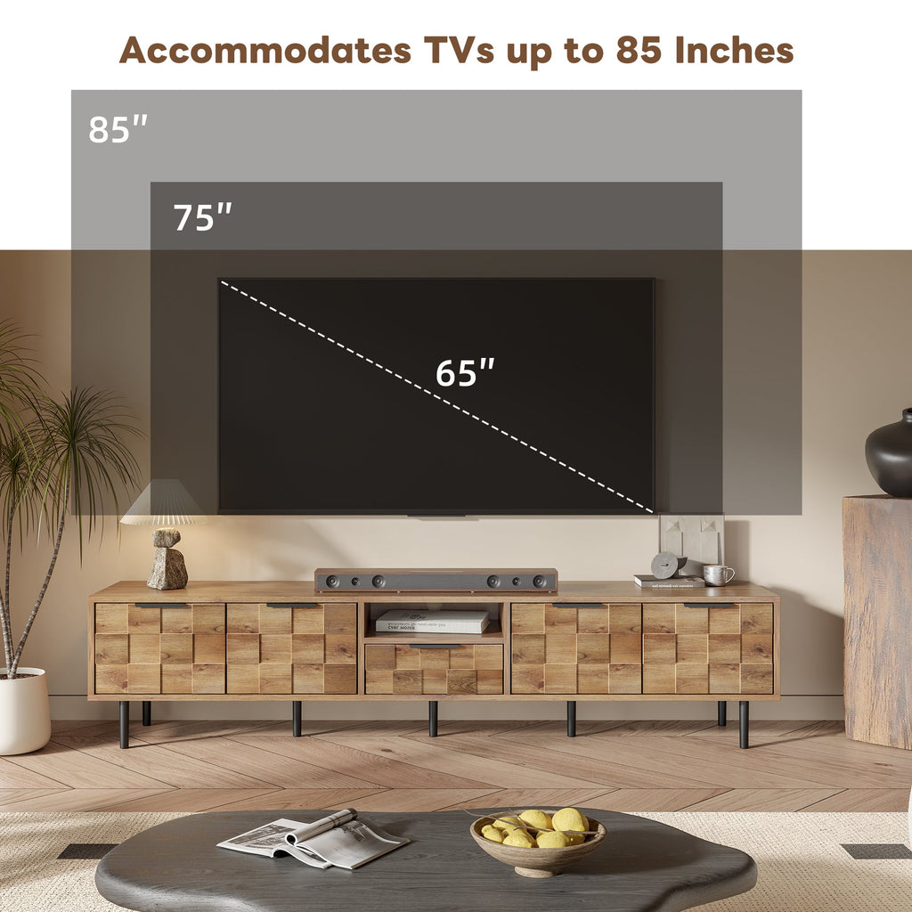 78' TV Stand for 85 75 65 Inch TV, TV Consoles for Living Room, Entertainment Center Wood TV Media with Storage