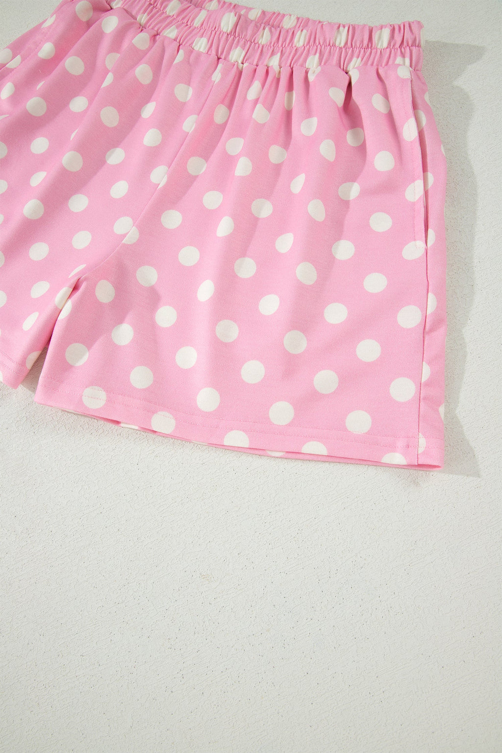 Polka Dot Colorblock Mock Neck & Shorts Set